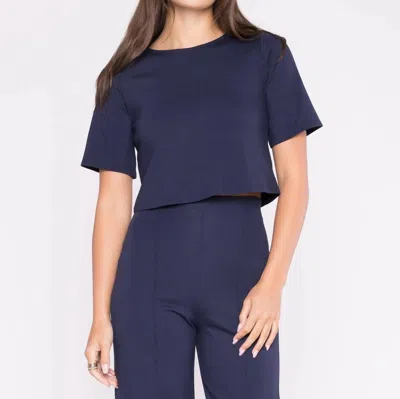 Ripley Rader Ponte Knit Short Sleeve Top In Navy In Blue