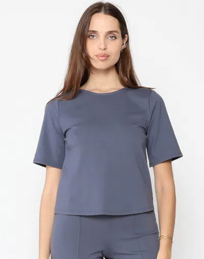 Ripley Rader Ponte Knit Short Sleeve Top In Sea Blue In Grey