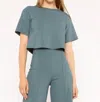 Ripley Rader Ponte Knit Extended Short Sleeve Top In Sea Blue In Multi