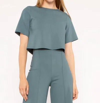 RIPLEY RADER PONTE KNIT SHORT SLEEVE TOP IN SEA BLUE
