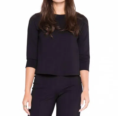Ripley Rader Ponte Knit Three-quarter Sleeve Top In Black
