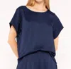 Ripley Rader Satin Crepe Everyday Tee In Navy In Blue