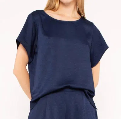 Ripley Rader Satin Crepe Everyday Tee In Navy In Blue