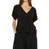 Ripley Rader Satin Crepe Everyday V Neck Blouse In Black In Black