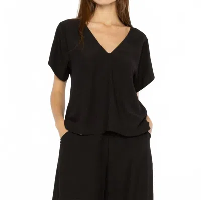 Ripley Rader Satin Crepe Everyday V Neck Blouse In Black