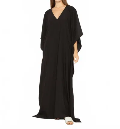 Ripley Rader Satin Crepe Long Caftan In Black