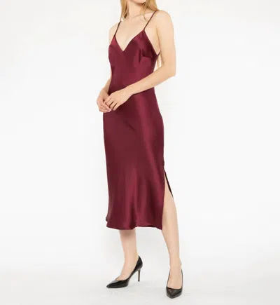 Ripley Rader Satin Crepe Slip Dress In Wine In Pink