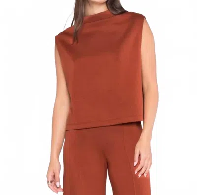Ripley Rader Scuba Cowl Neck Top In Rust In Brown
