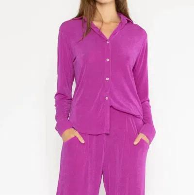Ripley Rader Slinky Button Down Top In Fuchsia In Pink