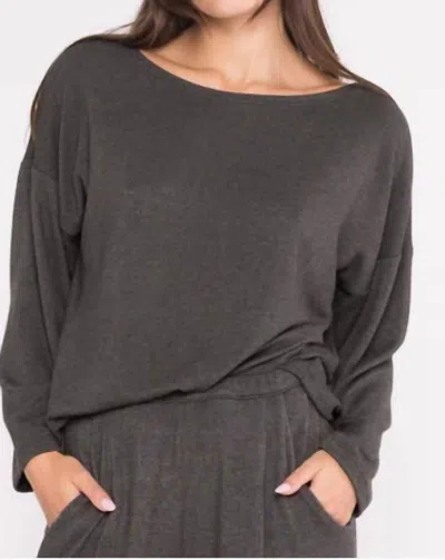 Ripley Rader Sweater-knit Boat Neck Top In Charcoal In Gray