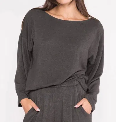 Ripley Rader Sweater Knit Boat Neck Top In Charcoal In Pink