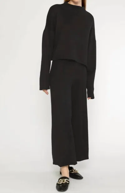 Ripley Rader Sweater Knit Wide Leg Cropped Pant In Black