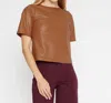 Ripley Rader Vegan Leather Short Sleeve Top In Camel In Brown