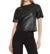Ripley Rader Vegan Leather Ss Extended Tee In Black In Black