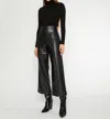 Ripley Rader Vegan Leather Straight Leg Cropped Pant In Black In Black