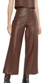 Ripley Rader Vegan Leather Straight Leg Cropped Pant In Brown In Brown