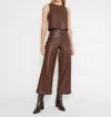 Ripley Rader Vegan Leather Straight Leg Cropped Pant In Brown In Pink