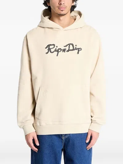 Ripndip Distressed Logo-print Hoodie In Neutral