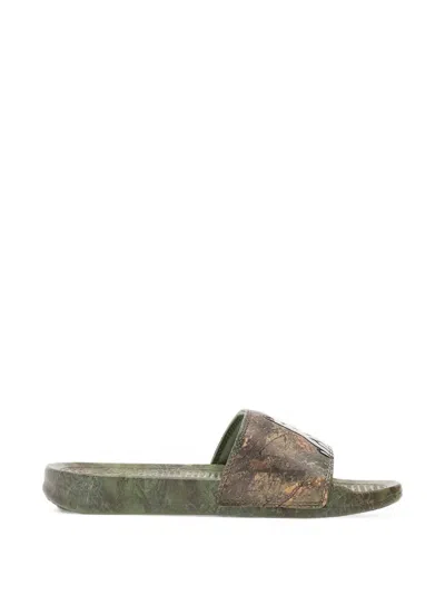 Ripndip Lord Nermal Camouflage-print Slides In Green