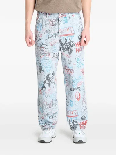 Ripndip Marker Wide-fit Graffiti-print Jeans In Blue