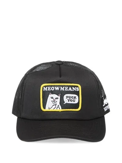 Ripndip Meow Meow Logo-patch Mesh-panel Trucker Hat In Black