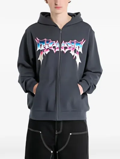 Ripndip Noid Graphic-print Zip-up Hoodie In Gray