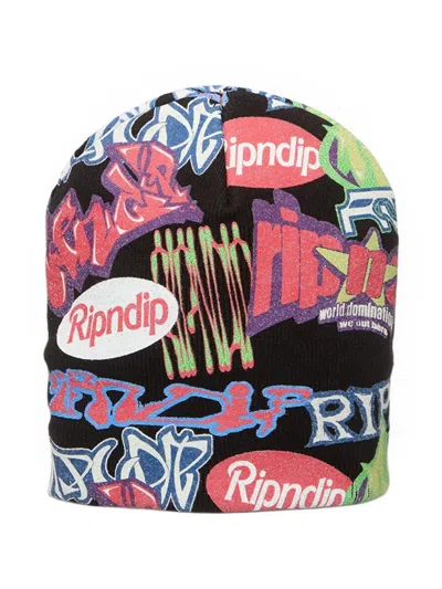 Ripndip Out Here Tour Graffiti-print Beanie Hat In Black