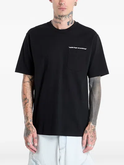 Ripndip Slogan-print Pocket T-shirt In Black