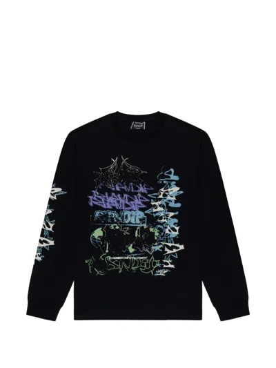 Ripndip World Wide Madness Graphic-print Long-sleeve T-shirt In Black