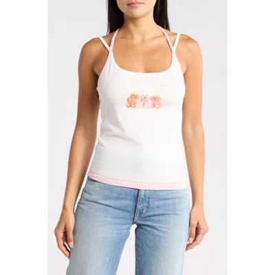 Ripple Junction Besties Puppies Layered Tank Top In White