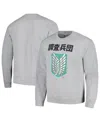 Ripple Junction Men's And Women's  Heather Gray Attack On Titan Graphic Fleece Sweatshirt In Heather Gray