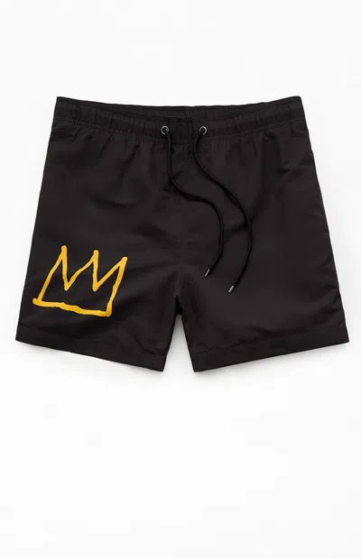 Ripple Junction Men's Basquiat Colorblock 4" Swim Trunks In Black