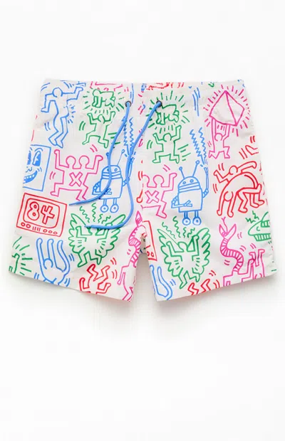 Ripple Junction Men's Keith Haring Aop 4" Swim Trunks In Multi