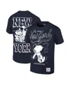 Ripple Junction Men's Navy Peanuts New York Baseball T-shirt In Navy White