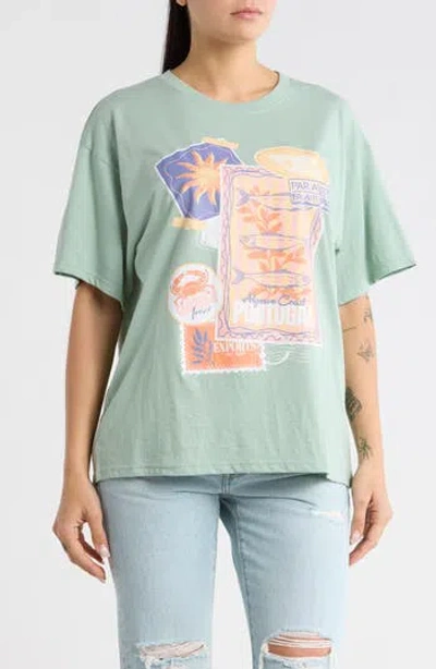 Ripple Junction Portugal Postcard Collage Graphic T-shirt In Green