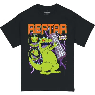 Ripple Junction Rugrats Reptar Lightning Metal Graphic T-shirt In Black