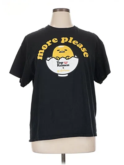 Pre-owned Ripple Junction Short Sleeve Top Black Mock Neckline Tops