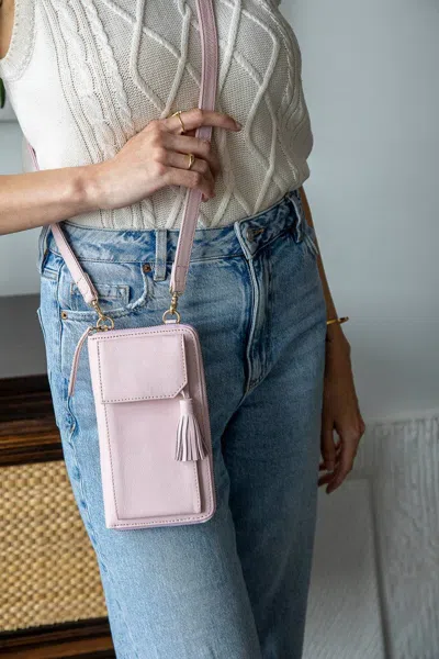 Risa Vancouver Men's Pink / Purple Three Fold Leather Wallet Crossbody Baby Pink In Multi
