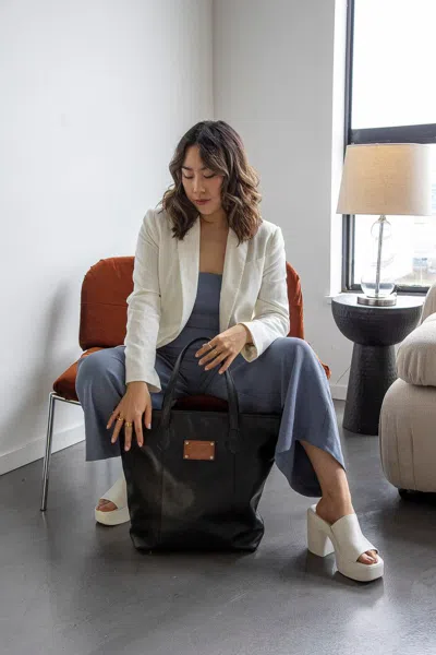 Risa Vancouver Women's Rachel Travel Leather Tote Black