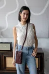 Risa Vancouver Women's Red Three Fold Leather Wallet Crossbody Aggiee Maroon