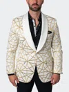 Rise Blazer Shawl Ceremonialgold White In Beige