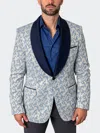 Rise Blazer Shawl Goldfoil White In Blue