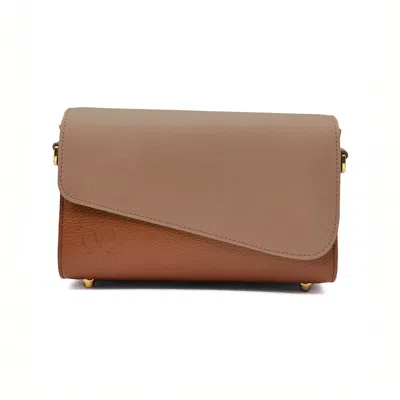 Risemberg Women's Brown / Pink Cal·la Bag In Sandstone With Blush Lina Flap In Multi