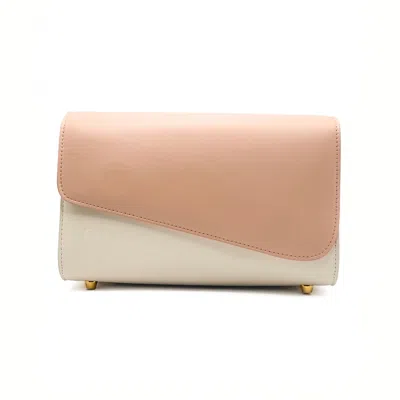 Risemberg Women's Pink / White Cal·la Bag In Creme With Rose Lina Flap In Multi