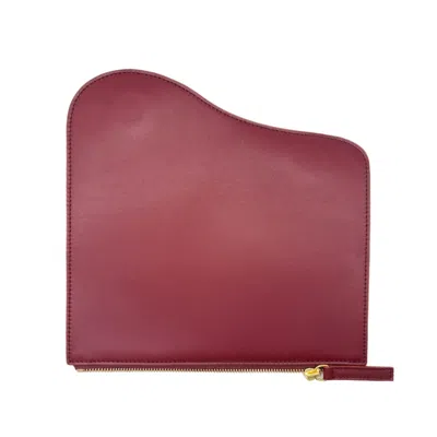 Risemberg Women's Red Modular Leather Flap In Merlot