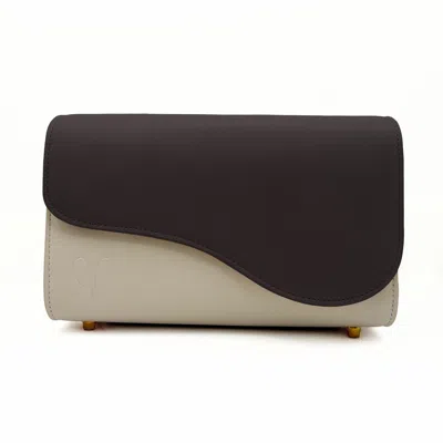 Risemberg Women's White / Brown Cal·la Bag In Creme With Cocoa Flap In Multi