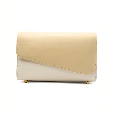 Risemberg Women's White / Yellow Cal·la Bag In Creme With Vanilla Lina Flap In Multi