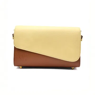 Risemberg Women's Yellow / Brown Cal·la Bag In Sandstone With Vanilla Lina Flap In Multi