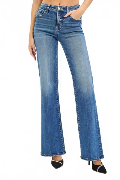 Risen 5th Avenue High Rise Wide Flare Jeans In Blue