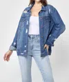 RISEN 90'S DISTRESSED JACKET IN MEDIUM BLUE